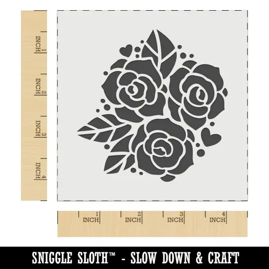Rose Bundle Wedding Bouquet Wall Cookie DIY Craft Reusable Stencil {7}