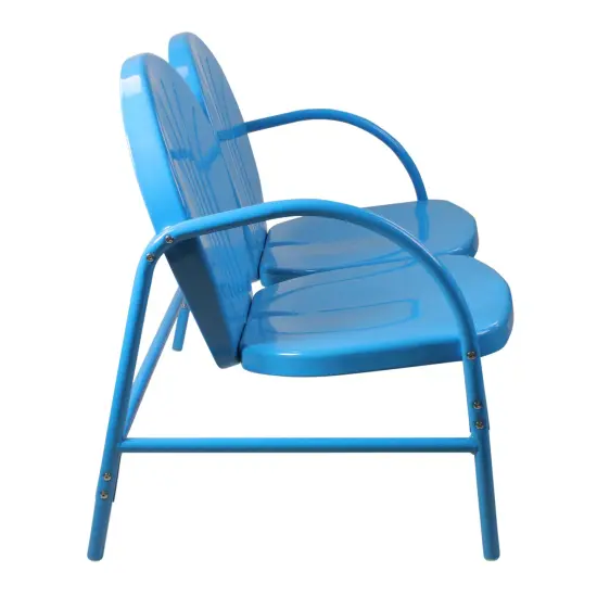 Northlight 47-Inch Outdoor Retro Tulip Steel Loveseat, Sky Blue {5}