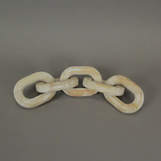 13 Inch Wood Chain Link Home Decor Sculpture Decorative Rustic Farmhouse Accent {3}