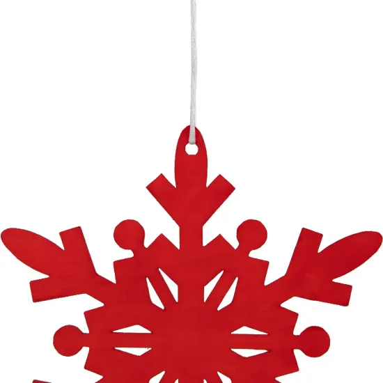 Northlight 6-Point Hanging Wooden Snowflake Christmas Ornament - 7.75" - Red {4}