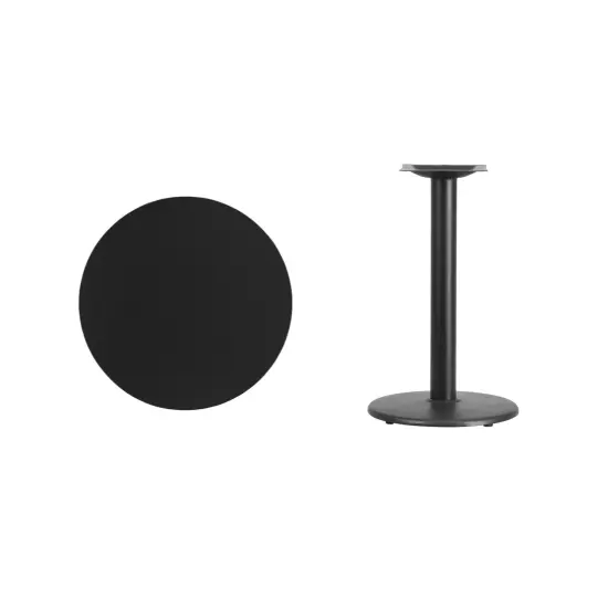 Emma and Oliver 24" Round Laminate Table Top with 18" Round Table Height Base Black {3}