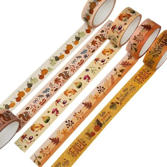 Wrapables Decorative Washi Tape for Scrapbooking, Stationery, Diary, Card Making (10 Rolls), Autumn Day {2}