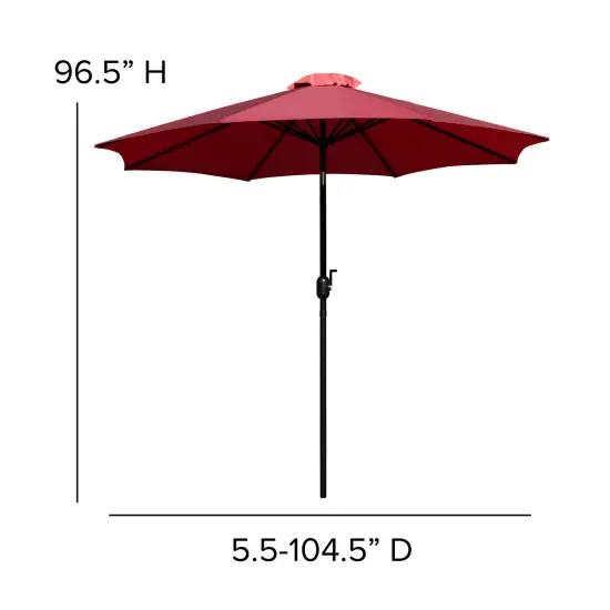 Merrick Lane Bali 9' Round UV Resistant Outdoor Patio Umbrella With Height Lever And 33° Push Button Tilt Teal {9}