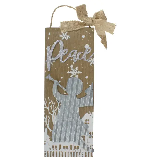 Northlight 12.5" Galvanized Metal Angel and Peace Christmas Wall Decor Brown {1}