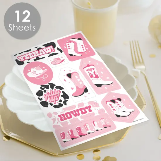 Big Dot of Happiness Rodeo Cowgirl - Pink Western Party Favor Sticker Set - 12 Sheets - 120 Stickers {3}