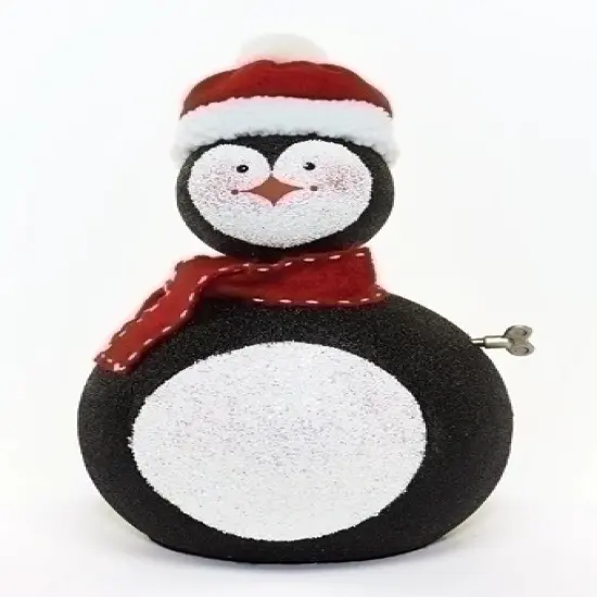 Roman 14" White and Black Musical Penguin Christmas Figurine {1}
