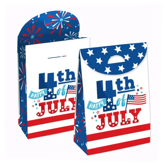 Big Dot of Happiness Firecracker 4th of July - Red, White and Royal Blue Gift Favor Bags - Party Goodie Boxes - Set of 12 {1}