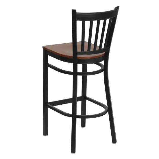 Emma and Oliver Vertical Back Metal Restaurant Dining Barstool Mahogany/BlackMetal {8}