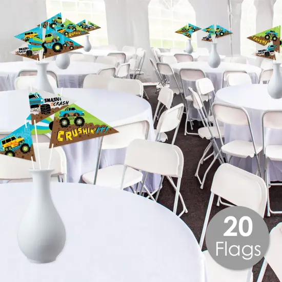 Big Dot of Happiness Smash and Crash - Monster Truck - Triangle Boy Birthday Party Photo Props - Pennant Flag Centerpieces - Set of 20 {3}