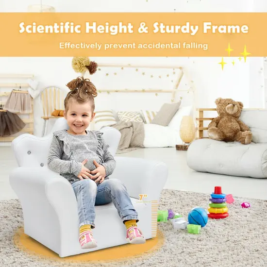 Kids Sofa Armrest Couch with Ottoman White {3}
