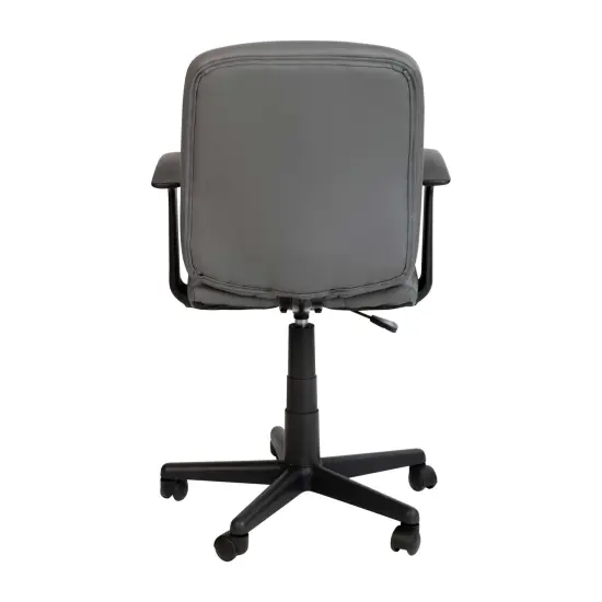 Emma and Oliver Mid-Back Quilted Vinyl Swivel Task Office Chair with Arms Gray {4}