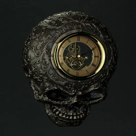 Flat Smiling Decorated Skull Transparent Face Wall Clock {3}