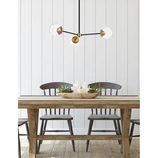 Briggs 32 inch pendant in black and brass with clear shade {2}