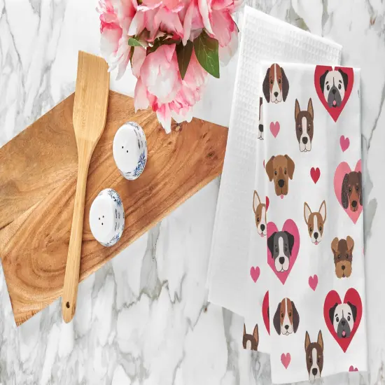 Valentine's Day Puppy Dog Love Flour Sack Kitchen Dishtowel {4}