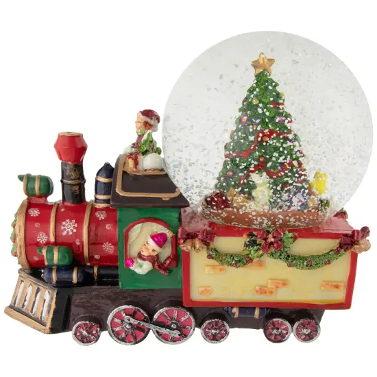 Northlight Elf Train Musical Christmas Snow Globe - 8" Red {1}