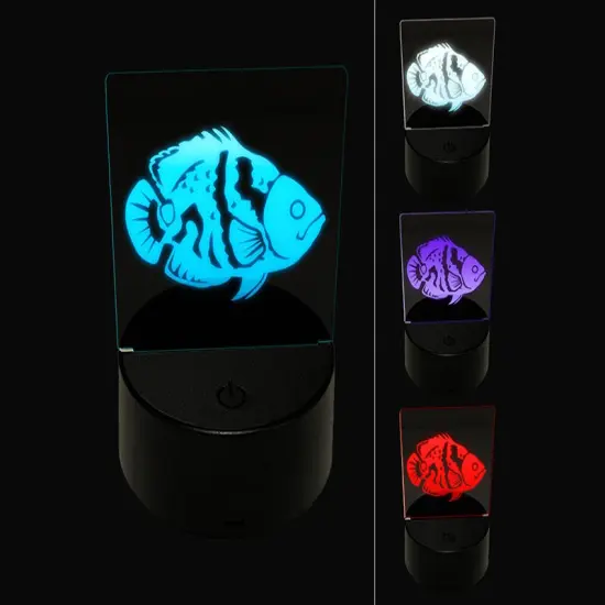 Tiger Oscar Cichlid Fish 3D Illusion LED Night Light Sign Nightstand Desk Lamp {1}