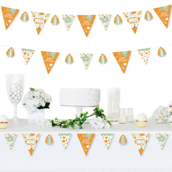 Big Dot of Happiness Little Pumpkin - DIY Fall Birthday Party or Baby Shower Pennant Garland Decoration - Triangle Banner - 30 Pieces {3}