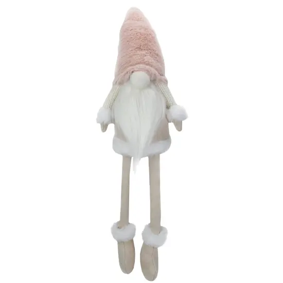Northlight Sitting Christmas Gnome with Dangling Legs - 24" - Cream and Pink {1}