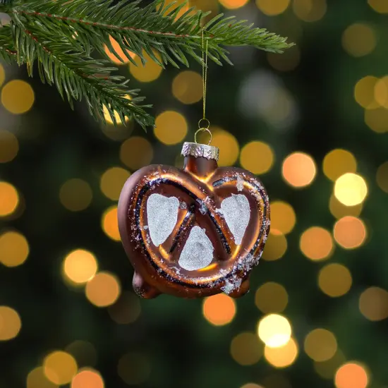 Northlight 2.75" Bronze and White Holiday Collections Salted Pretzel Glass Christmas Ornament {3}