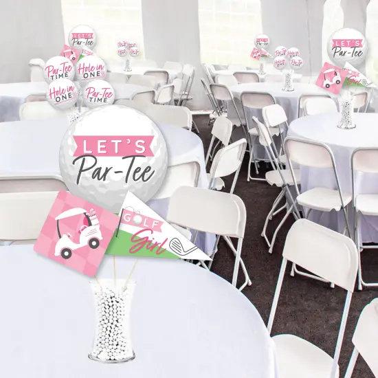 Big Dot of Happiness Golf Girl - Pink Birthday Party or Baby Shower Centerpiece Sticks - Showstopper Table Toppers - 35 Pieces {3}
