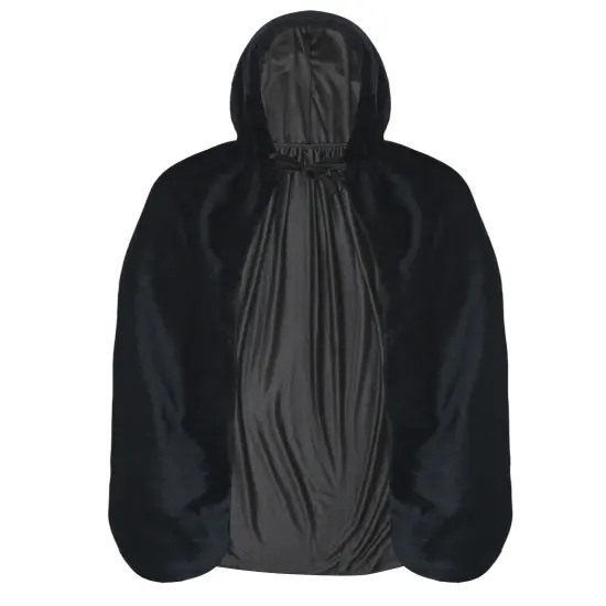 Black Velvet Hooded Cape - Kids Long Velour Vampire and Superhero Halloween Costume Cloak with Hood for Boys and Girls {2}