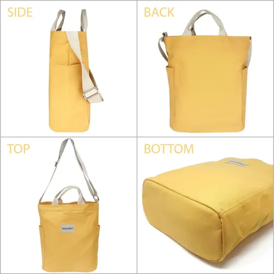 Wrapables Canvas Tote Bag for Women, Casual Cross Body Shoulder Handbag Yellow {2}