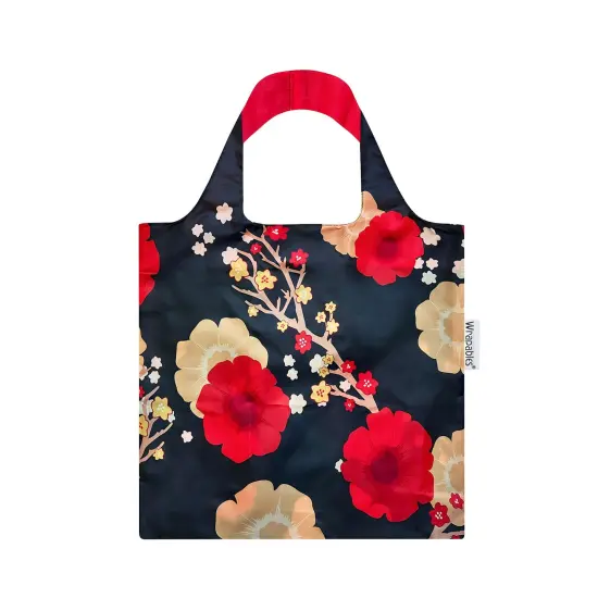 Wrapables Allybag Foldable & Lightweight Reusable Grocery Bag, Grab & Go Midnight Floral {1}