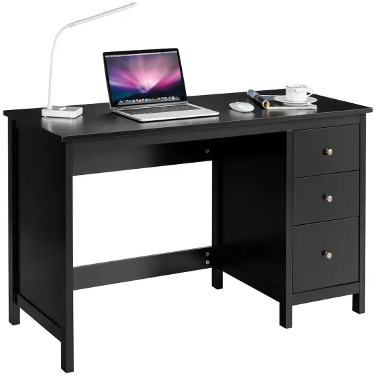 Computer Desk Study Writing Desk Home Office Workstation with 3 Drawers White/Black/Brown {1}