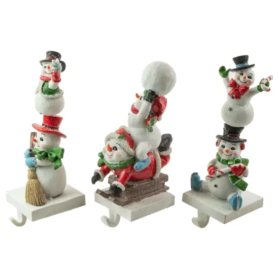 Northlight Set of 3 Snowmen Christmas Stocking Holders 9" White {5}