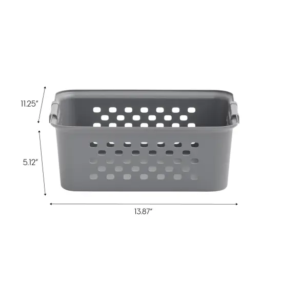 IRIS USA Medium Organizer Storage Basket, Gray, Pack of 4 {5}