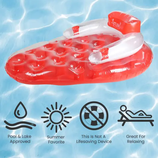 Pool Central 65'' Red and White Inflatable Strawberry Pool Water Lounge Float {6}