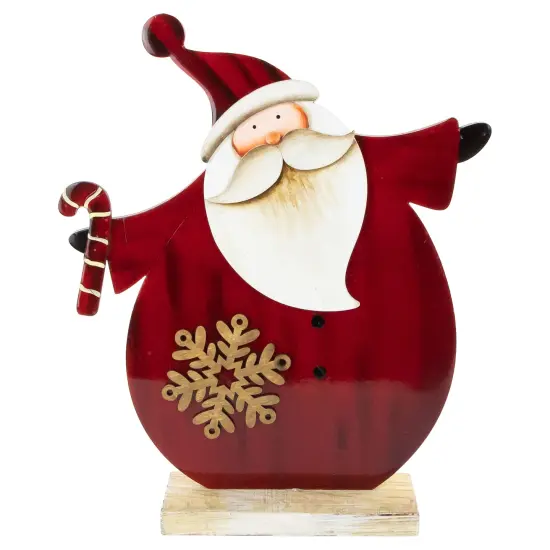 Northlight Santa with Candy Cane and Snowflake Wooden Christmas Decoration - 12" Red {1}