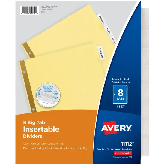 Avery Big Tab Insertable Dividers, 8 Clear Tabs, 24 Set Value Pack (11115) {1}