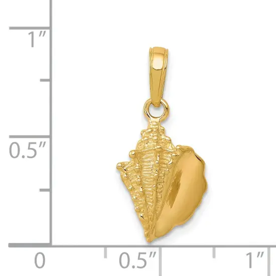 14K Gold Conch Shell Charm Seashell Beach Pendant New 21 X 10mm Jewerly {3}