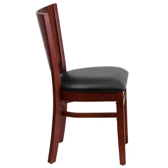 Emma and Oliver Solid Back Wooden Restaurant Dining Chair WalnutSeat/Walnut {9}