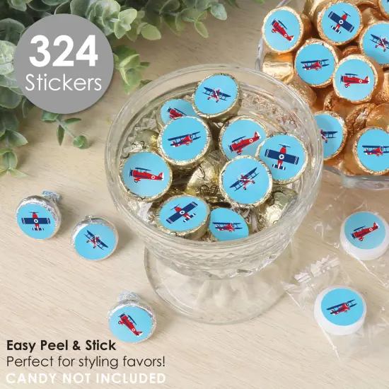 Big Dot of Happiness Taking Flight - Airplane - Baby Shower or Birthday Party Small Round Candy Stickers - Party Favor Labels - 324 Count {3}