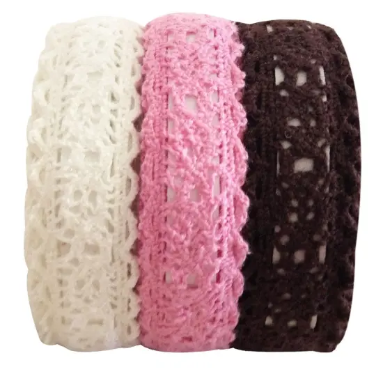 Wrapables Decorative Lace Tape (Set of 3) Beige, White, Pink {4}