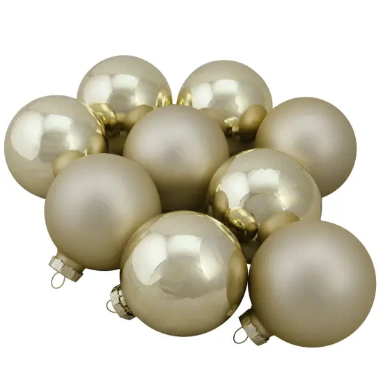 Northlight 2-Finish Glass Christmas Ball Ornaments - 2.5" (60mm) - Champagne Gold - 9ct {1}