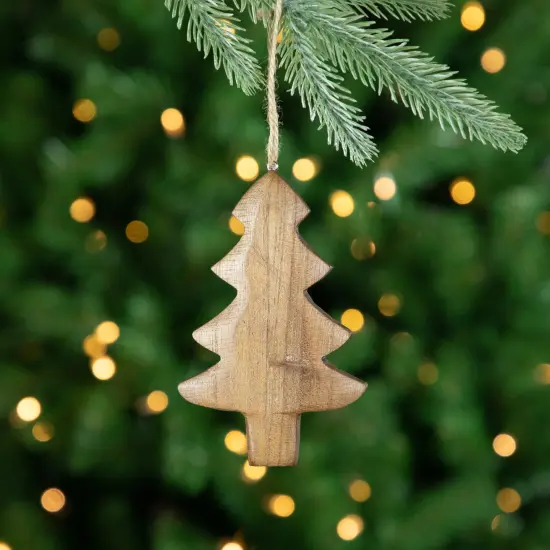 Northlight Tree and Star Wooden Christmas Ornaments - 5" - Brown - Set of 2 {3}