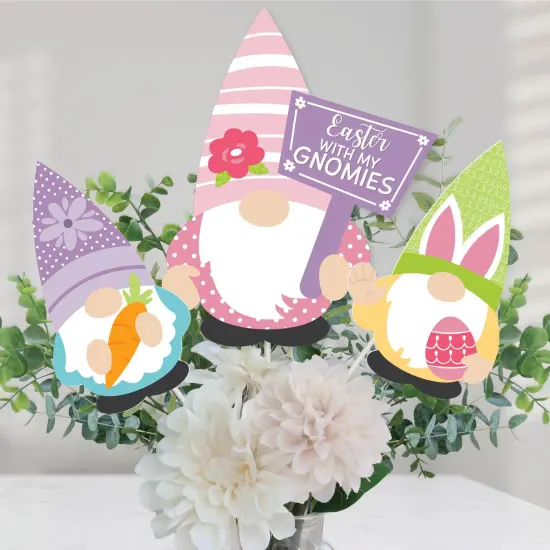 Big Dot of Happiness Easter Gnomes - Spring Bunny Party Centerpiece Sticks - Table Toppers - Set of 15 {1}