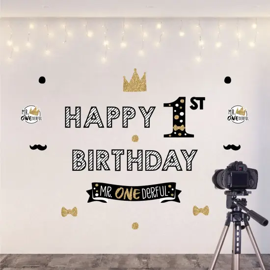 Big Dot of Happiness 1st Birthday Little Mr. Onederful - Peel and Stick Boy First Birthday Party Decoration - Wall Decals Backdrop {6}