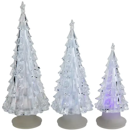 Northlight LED Lighted Color Changing Acrylic Christmas Tree Decorations - 8.5" - Set of 3 Clear {4}