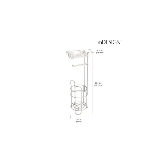mDesign Steel Free Standing Toilet Paper Holder Stand and Dispenser {3}