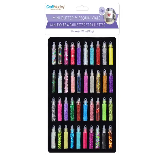 Craft Medley Mini Glitter & Sequin Vials 40/Pkg {1}