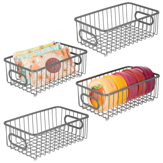 mDesign Metal Bathroom Storage Organizer Basket, 4 Pack {1}