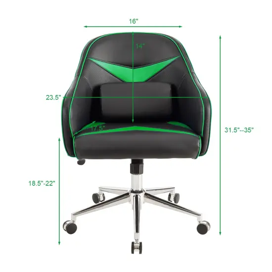 Costway Office Chair Task Desk Swivel Adjustable Height w/ Massage Lumbar Support BlueGreen {8}