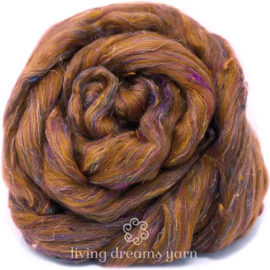 Merino Sari Blend - Merino Wool & Sari Silk Roving Fiber. Super Soft Combed Top For Hand Spinning, Needle Felting, Wet and Nuno Felting. Taj Mahal {1}
