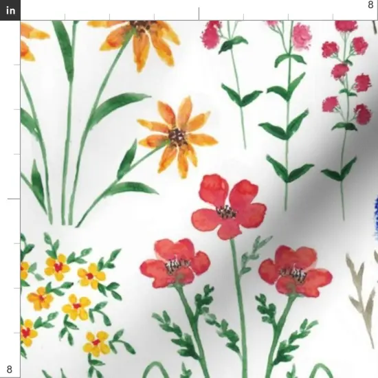Various Fabrics by the Yard or Fat Quarter Delicate Floral Botanical Garden Bloom Meadow Wildflower Colorful Green Custom Printed Fabric by Spoonflower {4}