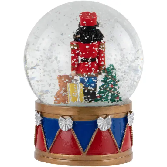 Northlight 6" Nutcracker with Teddy Bear Musical Christmas Snow Globe Red {4}