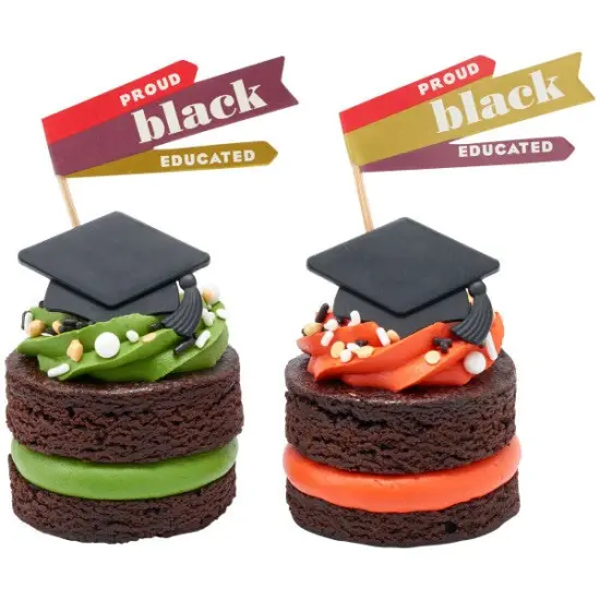 Black Grad Hat Cupcake Rings, 12ct {4}